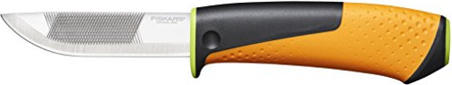 Μαχαίρι γενικής χρήσης με ανοξείδωτη λάμα 100 χιλιοστών ακονιστήρι και πλαστική θήκη ζώνης